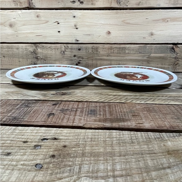 Lot of 2 Pottery Barn Rover Fireside Club Plate Dog White Multicolor Stripe Dish - Picture 12 of 13